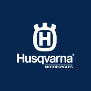 Husqvarna Motorcycles Logo auf dunkelblauem Hintergrund