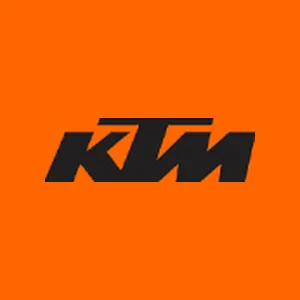 KTM Logo auf orangem Hintergrund